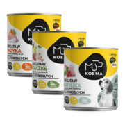 Koema 90% mięsa mix 3 smaków 800g x 6 (królik, indyk, kaczka) + prezent KOEMA