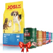 Josera JosiDog Master Mix 15kg + Fafik karma mokra mix smaków 6x400g + prezent JOSERA