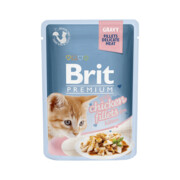 Brit Premium Cat Pouch Kitten Fileciki w sosie z kurczakiem 12x85g + prezent BRIT