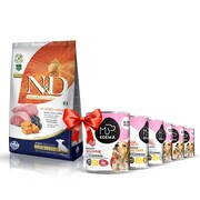 Farmina N&D GF Puppy Mini Pumpkin Lamb & Blueberry 7kg + Koema Junior karma mokra 93% mięsa - 6x400g + prezent FARMINA
