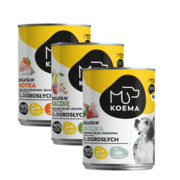 Koema 90% mięsa mix 3 smaków 400g x 6 (królik, indyk, kaczka) WYPRZEDAŻ + prezent KOEMA