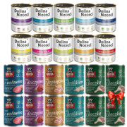 Dolina Noteci Premium mix 10 smaków 400g x 10 + Fafik mix 5 smaków 400g x 10 + 2 puszki GRATIS + prezent DOLINA NOTECI