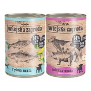 Wiejska Zagroda dla szczeniąt Mix 2 smaków 24x400g + prezent WIEJSKA ZAGRODA