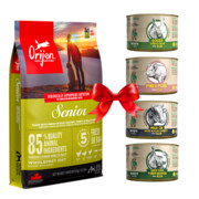 Orijen Senior 11,4kg + Benji's Planet Zestaw Degustacyjny 410g x 4 + prezent ORIJEN
