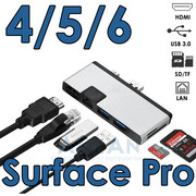 Adapter HUB 6w1 USB-C HDMI Lan dla Microsoft Surface Pro 4 5 6