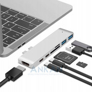 Adapter HUB 7w1 USB-C Dual Multimedia 4K dla Apple MacBook Pro