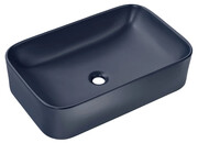 Granatowa ceramiczna umywalka nablatowa + korek - Corden 60 cm Edinos