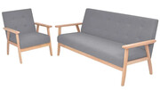 Jasnoszary komplet wypoczynkowy sofa z fotelem - Kifi 2X Edinos