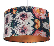 Miedziana lampa wisząca z kloszem w kwiaty - S380-Nikko Lumes
