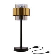 Nowoczesna lampa stołowa ze szklanym dymionym kloszem - V101-Fizi Lumes