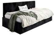 Czarne tapicerowane łóżko z pojemnikiem Somma 4X - 3 rozmiary 120x200cm Elior