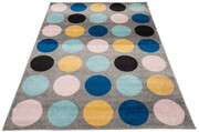 Szary dywan dziecięcy w kolorowe kropki - Caso 9X 240x330 Profeos