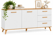 Komoda dwudrzwiowa z 3 szufladami w stylu scandi biały + dąb artisan - Geho 4X Edinos Premium