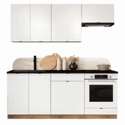Komplet 6 szafek kuchennych biały + dąb artisan 200 cm - Elandro 27X Edinos