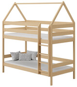 Piętrowe łóżko dla 2 dzieci w kształcie domku, sosna - Delisa 3X 180x80 cm Edinos