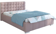 Tapicerowane łóżko ze schowkiem 120x200 Elber 2X - 36 kolorów + materac piankowy Contrix Superb Elior