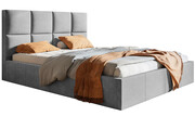 Szare tapicerowane łóżko 120x200 - Nikos 2X + materac piankowy Contrix Visco Premium Elior