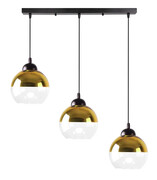Nowoczesna potrójna lampa wisząca ze złotymi kloszami - D238-Calme Lumes