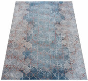 Nowoczesny brązowy dywan w geometryczny wzór - Arusta 3X Edinos