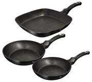 3 sztuki czarnych aluminiowych patelni - Tulami 7X Edinos