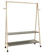 Bambusowy wieszak na kółkach z 2 półkami 132cm - Agno 4X Edinos