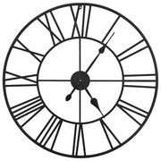 Loftowy czarny zegar ścienny 80 cm - Bister 4X Edinos
