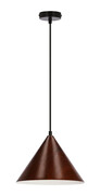 Lampa wisząca z drewnianym kloszem w kolorze orzecha - D281-Inox Lumes
