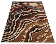 Brązowy prostokątny dywan w faliste wzory - Gertis 40 x 60 cm Profeos