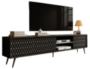 Czarna ryflowana szafka pod telewizor 175 cm - Riwiso 4X Edinos Premium