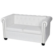 2-osobowa biała sofa w stylu Chesterfield - Xavier 2Q Edinos
