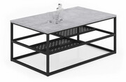 Prostokątna ława z półkami beton + czarny - Hila 4X Edinos