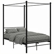 Czarne łóżko z baldachimem z metalu 120x200 cm - Aveiro Edinos