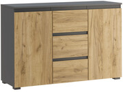 Nowoczesna komoda z szufladami i półkami antracyt + dąb craft 120 cm - Elsinor 4X Edinos