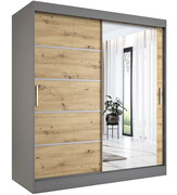 Szafa przesuwna 180 cm antracyt + dąb artisan - Marmos 5X Edinos