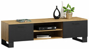 Loftowa szafka RTV 120 cm dąb artisan + czarny - Awerte 4X Edinos