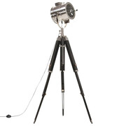 Czarna retro lampa podłogowa z drewna mango - EX192-Erfis Lumes