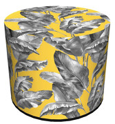 Żółto-szara okrągła pufa z ozdobnym printem - Atola Elior