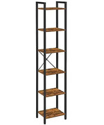 Wąski regał z 6 półkami w stylu loft rustykalny brąz - Solima Edinos