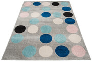 Szary dywan w kolorowe kropki w stylu skandynawskim - Caso 9X 240x330 Profeos