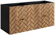 Wisząca szafka umywalkowa podwójna 120 cm czarny + dąb craft złoty- Aploni 6X Edinos