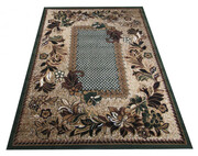 Brązowo-zielony prostokątny dywan w kwiaty - Biter 300 x 400 cm Profeos