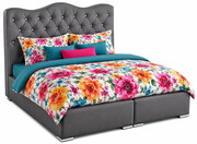 Łóżko dwuosobowe z ozdobnym zagłówkiem Orchidea 120x200 - 44 kolory Edinos