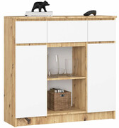 Wąska minimalistyczna komoda dąb artisan + biały - Nuvo Edinos