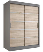 Szafa przesuwna antracyt + dąb sonoma 150 cm - Bohosa 4X Edinos
