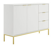 Komoda w stylu glamour z 3 szufladami biały + złoty - Pascal 3X Edinos