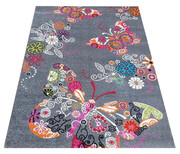 Szary prostokątny dywan w motylki - Dislo 300 x 400 cm Profeos