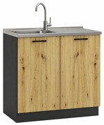 Szafka pod zlewozmywak 80 cm grafit + dąb artisan - Coleo 12X Edinos