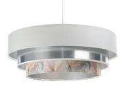 Biało-srebrna lampa wisząca z okrągłym abażurem - S452-Emla Lumes