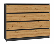 Wysoka komoda z szufladami antracyt + dąb artisan - Lonix 2X 140 cm Edinos