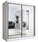 Szafa przesuwna z lustrem biel + antracyt 180 cm - Kukkin 5X Edinos